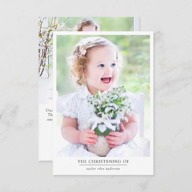 Foto Taufe Christening Dankeskarte (Vorne/Hinten)