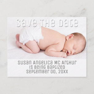 Foto Taufe Save the Date Baby minimalistisch Ankündigungspostkarte