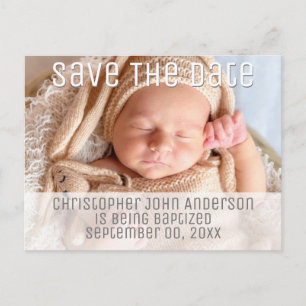 Foto Taufe Save the Date minimalistisch schlichte Ankündigungspostkarte