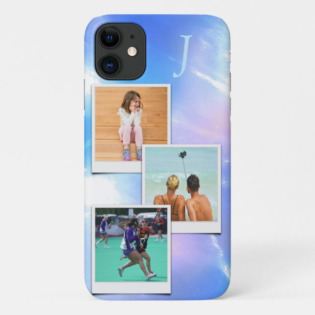 Foto Template Blue Marble Pink Hue Monogram Case-Mate iPhone Hülle (Rückseite)