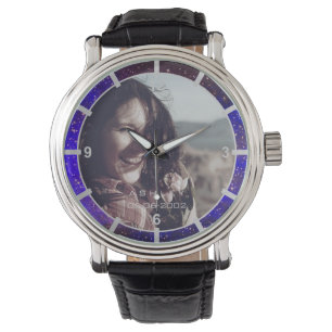 Foto Template Elegante Personalisierte Galaxy-Ster Armbanduhr