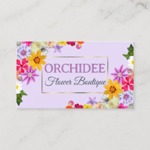 Foto Template Elegante Wildblumen Gold Lilac Chic Visitenkarte