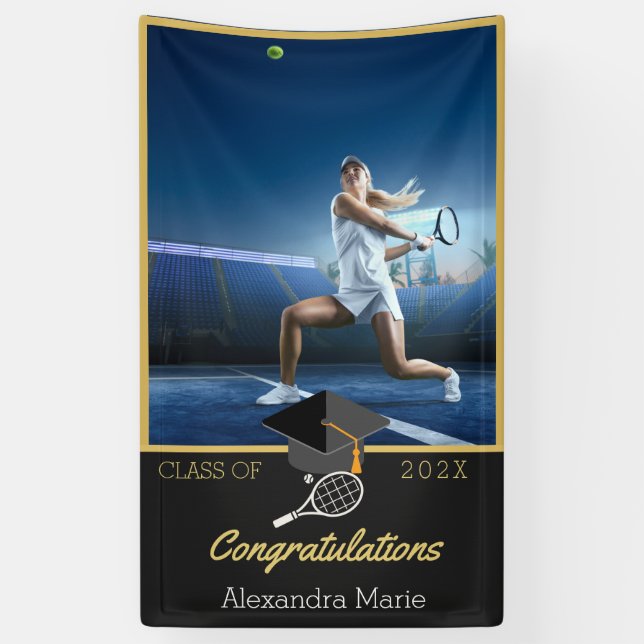 Foto Tennis Spieler gratulieren Absolvent Banner (Vertikal)