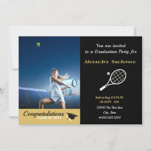 Foto Tennisspieler Black Gold White Abschluss Einladung
