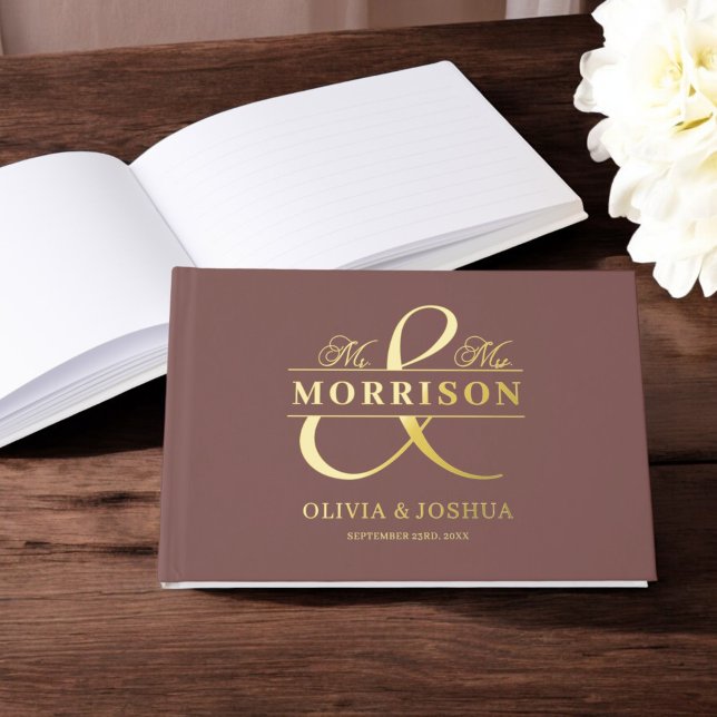 Foto Terracotta Elegant Wedding Gold Gästebuch (Von Creator hochgeladen)