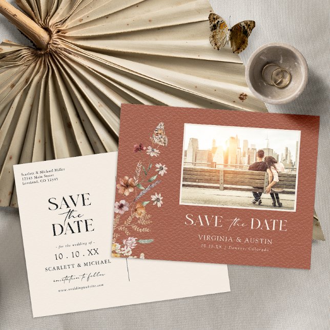 Foto Terracotta Save the Date Postkarte (Von Creator hochgeladen)