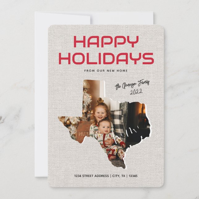 Foto Texas Moving Ankündigung glückliche Ferien (Vorderseite)