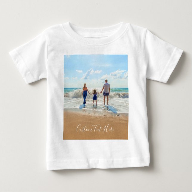 Foto Text Baby T - Shirt Design Ihre Fotos (Vorderseite)