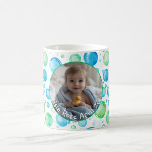 Foto & Text, Blau, Grün, Weiß C557 Baby-Foto Kaffeetasse