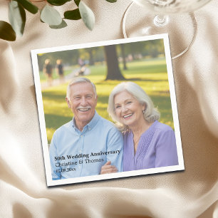 Foto-Text-Overlay zum 50. Hochzeitstag hinzufügen Serviette