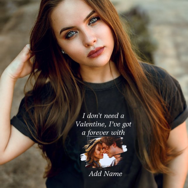 Foto & Text Valentine Moderne Schwarze Dame anpass Tri-Blend Shirt (Von Creator hochgeladen)