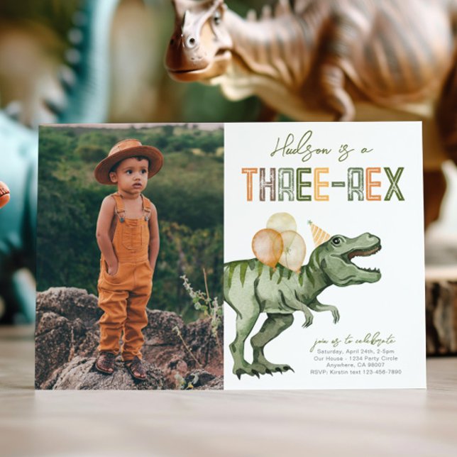 Foto Three-Rex Dinosaur Geburtstagseinladung Einladung (Von Creator hochgeladen)