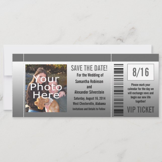 Foto Ticket für Gray Shades Save The Date (Vorderseite)