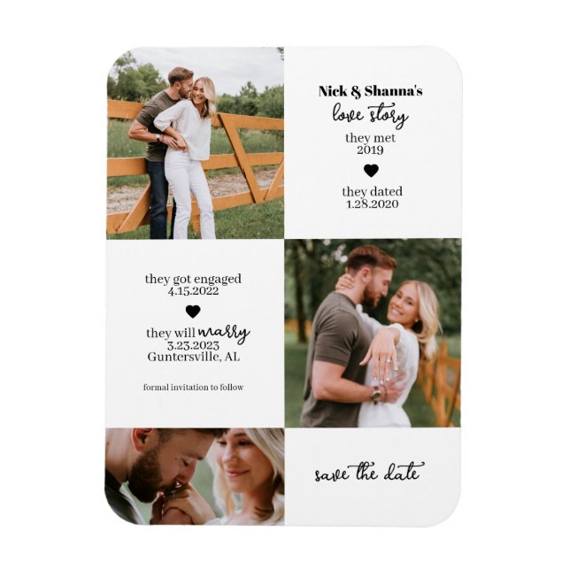 Foto Timeline Save the Date Magnet (Vertikal)