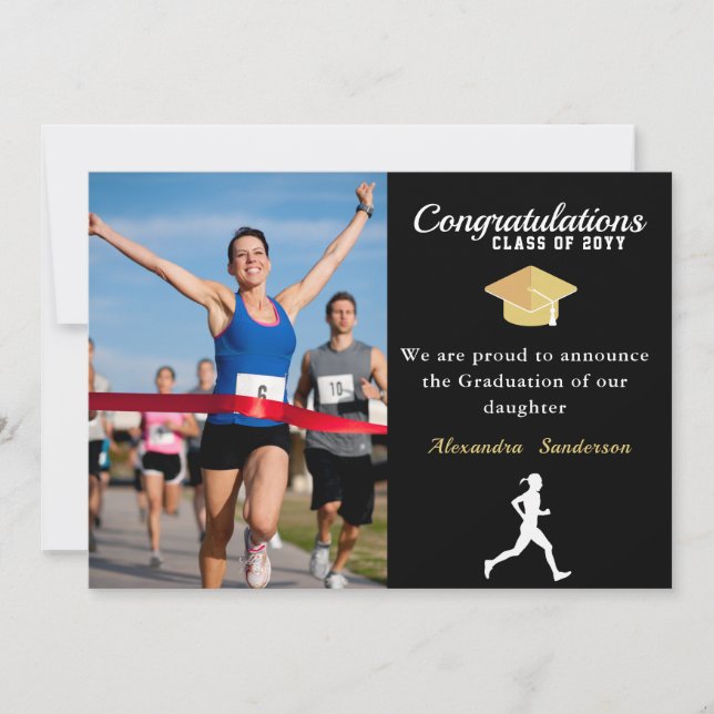 Foto Track Läufer gratulieren Absolvent Ankündigung (Vorderseite)