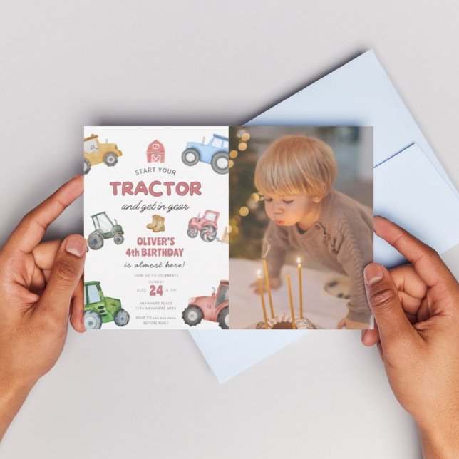 Foto Traktor 4. Geburtstag Einladung (Von Creator hochgeladen)