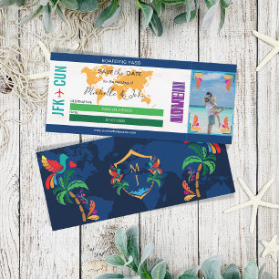 Foto Travel Boarding Pass Mexiko Save the Date Einladung