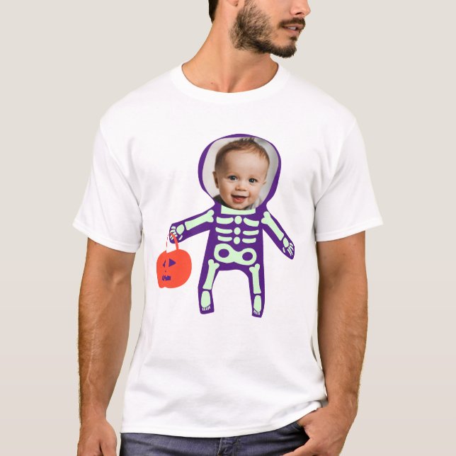 Foto Trick oder behandeln Skelett Halloween T-Shirt (Vorderseite)