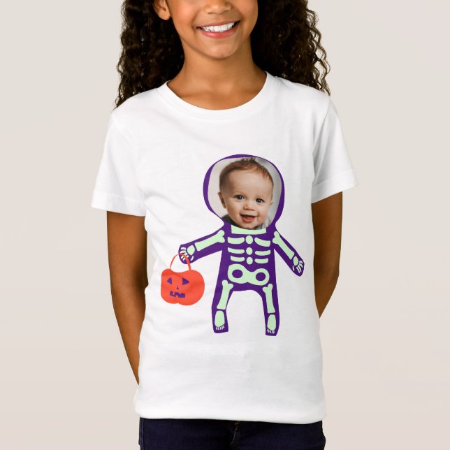 Foto Trick oder behandeln Skelett Halloween T-Shirt (Vorderseite)