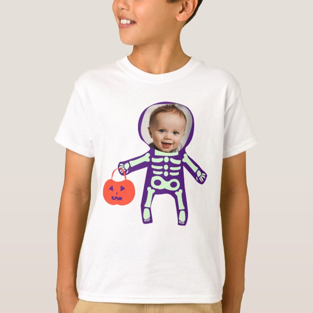 Foto Trick oder behandeln Skelett Halloween T-Shirt (Vorderseite)
