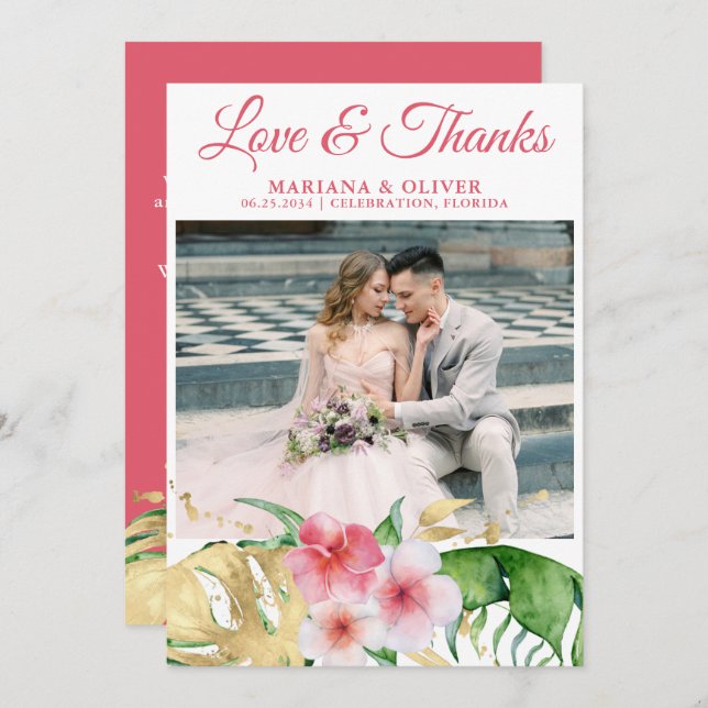 Foto Tropical Palm Blätter Blumenladen Einladung (Vorne/Hinten)