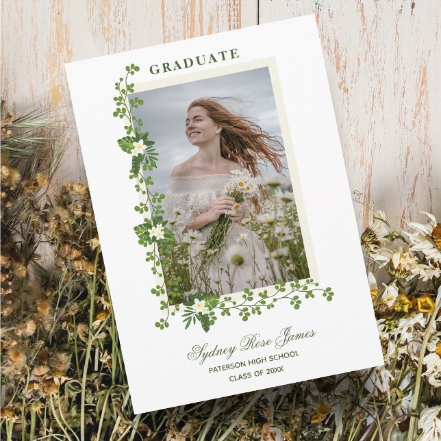 Foto Tropische Branchen & White Blume Graduate Einladung (Von Creator hochgeladen)