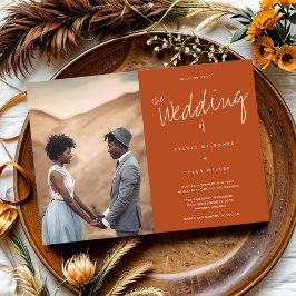 Foto Typografie Burnt Orange Wedding Einladung