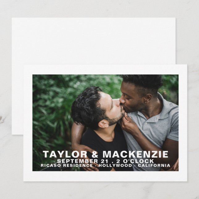 Foto Typografie Simple Gay Save the Date Hochzeit (Vorne/Hinten)