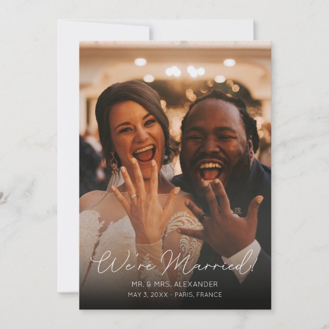 Foto Typografy Wedding Announcement Elegant V Einladung (Vorderseite)