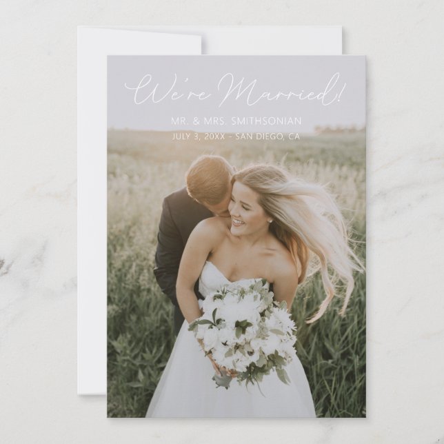 Foto Typografy Wedding Announcement Elegant Ver Einladung (Vorderseite)