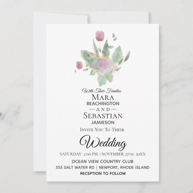 *~* Foto - UAWG - QR ROSE BOUQUET AR12 Hochzeit Einladung (Vorderseite)