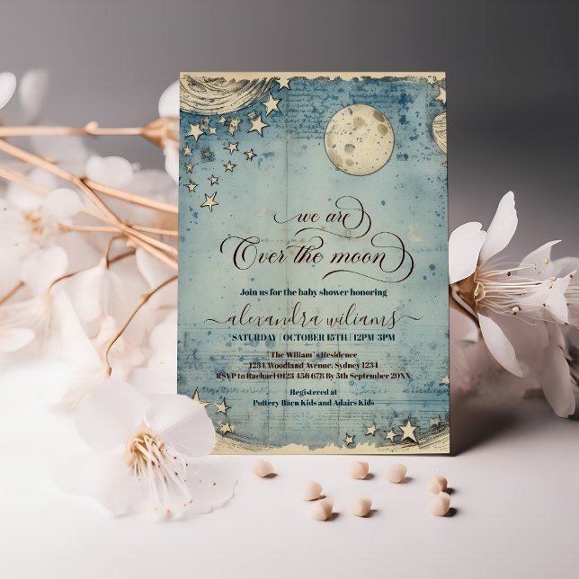 Foto über dem Mond Blue Boy Baby Dusche Einladung (Von Creator hochgeladen)