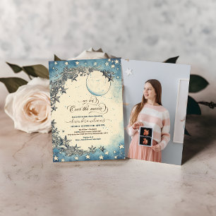 Foto über dem Mond Dreamy Babydusche Einladung