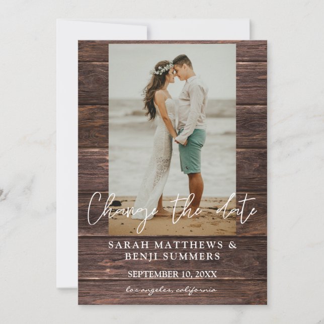 Foto über Holz ändern das Datum Einladung (Vorderseite)