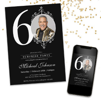 Foto Überraschung 60. Geburtstagsparty Einladung