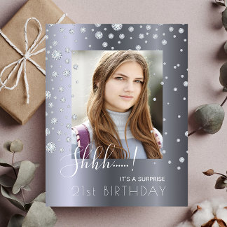 Foto Überraschung Geburtstag Silber Einladung Postkarte