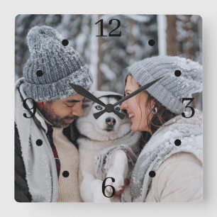 Foto-Uhr für benutzerdefinierte Familie Quadratische Wanduhr