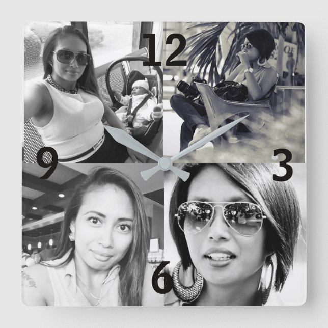 Foto-Uhr Quadratische Wanduhr (Vorderseite)