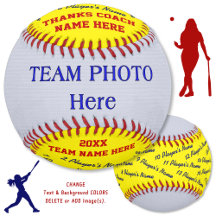 Foto und alle Namen des Spielers - Softball-Coach-