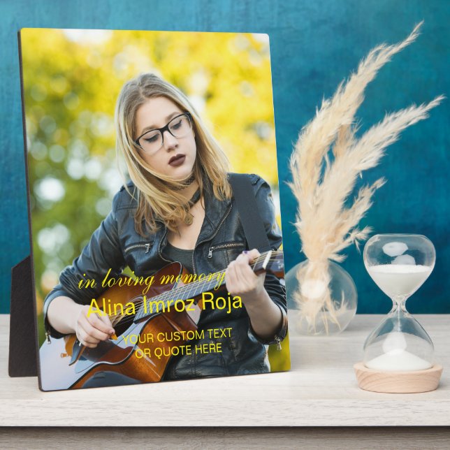 Foto und benutzerdefinierter Text Tabletop Plaque  Fotoplatte (Seite)