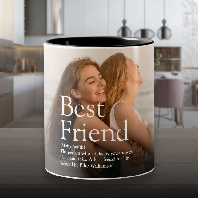 Foto und Definition für personalisierte Freunde Zweifarbige Tasse (Personalized Your Best Friend Photo and Definition Two-Tone Coffee Mug)