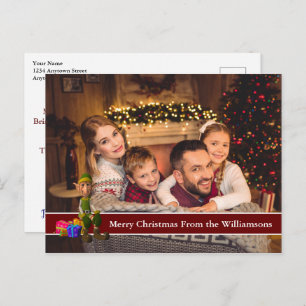 Foto und Elf mit rotem Text Postkarte