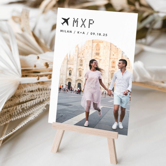 Foto und Flughafencode für Hochzeitreisen Tischnummer (Von Creator hochgeladen)