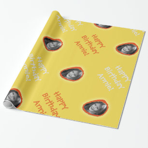 Foto und Gruß auf Gelb Geschenkpapier