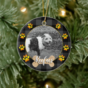 Foto und Knochen, Pfoten, Graubüffel Kariert Keramik Ornament