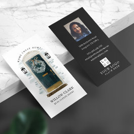 Foto und Logo an der Vorderseite der grünen Wasser Visitenkarte