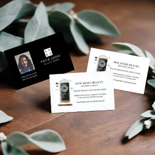 Foto und Logo an der Vorderseite der Schwarzen Was Visitenkarte