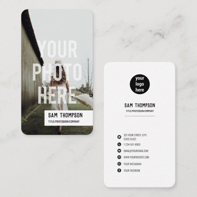 Foto- und Logo-Symbole für soziale Medien Visitenkarte (Vorne/Hinten)