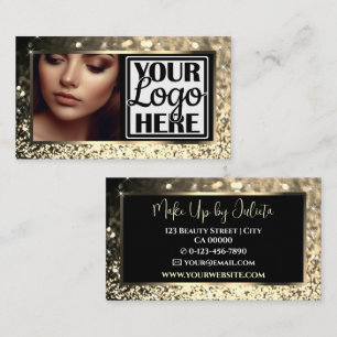 Foto- und Logo-Vorlage Gold Sparkle Glitzer Glam Visitenkarte