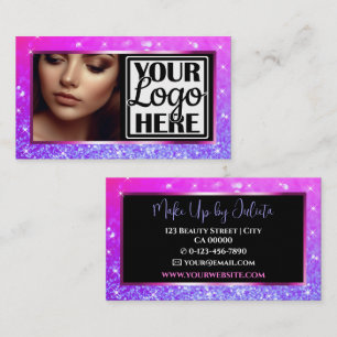 Foto- und Logo-Vorlage Ombre Sparkle Glitzer Glam Visitenkarte